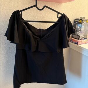 Plus Size 3X Black Unique Vintage Ruffle Off The Shoulder Blouse